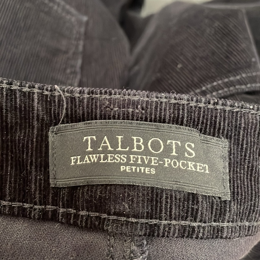 Black corduroy straight curvy size 0p Talbots flawless five pocket petite pants - Picture 4 of 11